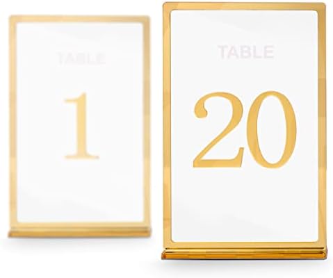Броеви на табели со акрилична табела за Закааз за прием за венчавки - Пакет од 1-20 Елегантни броеви на табели со калиграфија со штанд - броеви