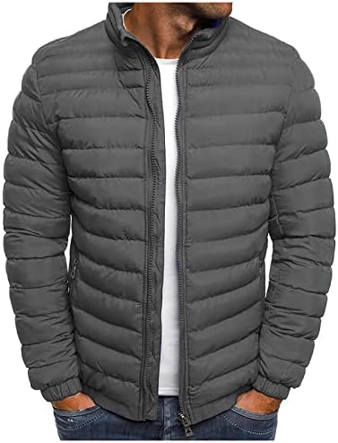 Wenkomg1 Puffer јакни за мажи, цврста лесна пакувачка облека за надворешна облека нагоре топли пријатни јакни со отстранлив аспиратор