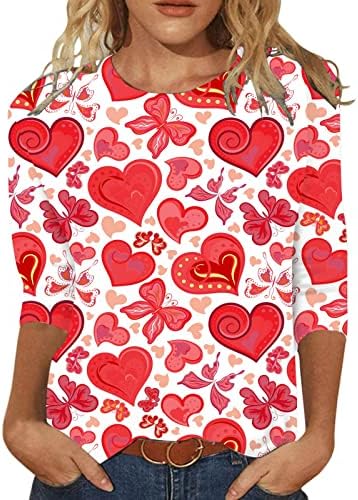 Jjhaevdy женски симпатични loveубовни срцеви печати врвови loveубов срце писмо печатење џемпер графички долги ракави обични врвови