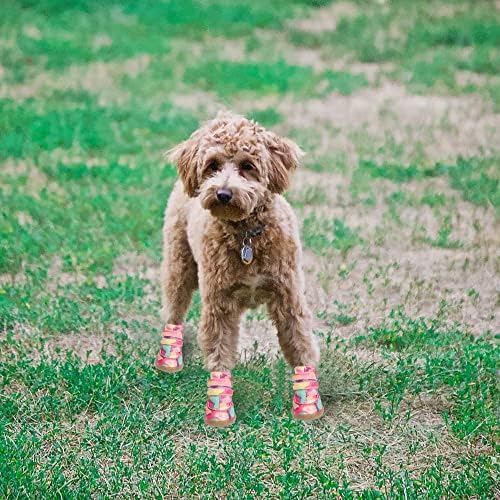 Чевли за кучиња за кучиња за мали кучиња чизми за топол тротоарот, чевли за кучиња заштитник со шепа со анти-лизгачки гумени кучиња на отворено кои работат со патик?