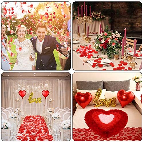 Денот На вљубените Црвени Свадбени Украси Вештачки Ливчиња Љубовна Фолија Во Облик На Срце Балони Свилени Ливчиња Од Роза Романтичен