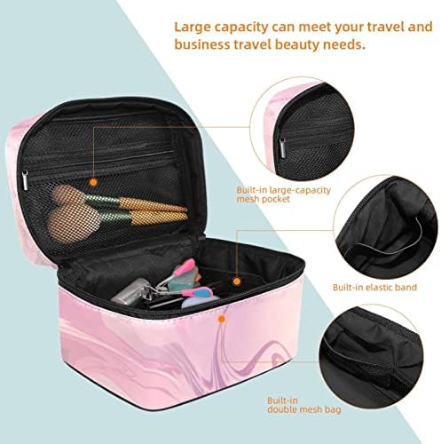 Мала Торба За Шминка, Патент Торбичка За Патување Козметички Организатор За Жени И Девојки, Мода Од Розова Мермерна Шема