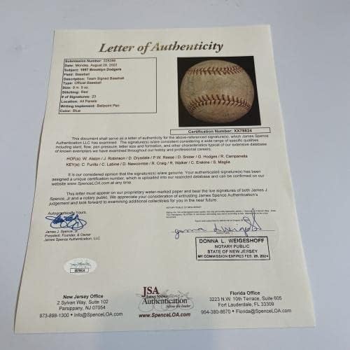 Џеки Робинсон 1957 Тимот На Бруклин Доџерс Потпиша Бејзбол ЏСА Коа - Автограмирани Бејзбол Топки