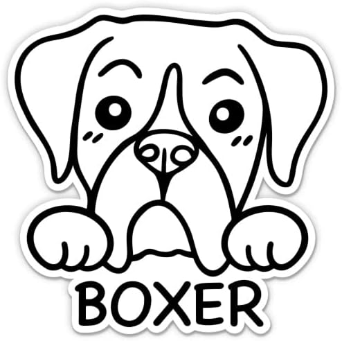 Налепница за боксер - налепница за лаптоп 3 - водоотпорен винил за автомобил, телефон, шише со вода - боксерско слатко куче peирка