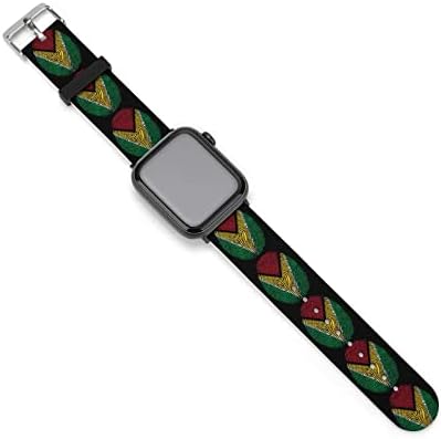 Силиконски опсег со прсти на знамето на Гвајана, компатибилен за iWatch Apple Watch 38mm 40mm 42mm 44mm каиш