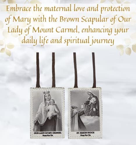 Браун Скапула од Дама на планината Кармел - со Ламината Света кармела на нашата дама на планината Кармел, Господава молитвена