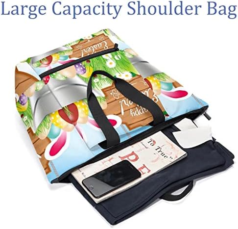 Голема чанта со торба за ручек за жени Акварел момче земи велигденска јајца врвна рачка рачка рамо за сателитска торба за хобо торба
