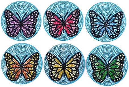 F-Canlan 5d DIY прекрасна пеперутка дијамантска сликарство со држач со држач 6 парчиња боја, обоена боја на пеперутка боја со дијаманти за возрасни почетници пеперутка coas