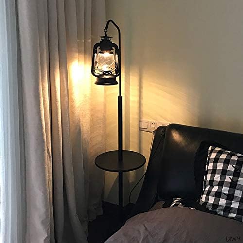 Хигох Фенер со дрвени полици подни ламби, ретро метална дневна соба стои под подот, светло за читање за канцелариска спална соба подни