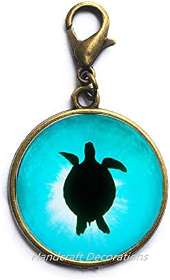HandcraftDecorations Beach Glass Glass Jewelry Sea Turtle Zipper Повлечете.