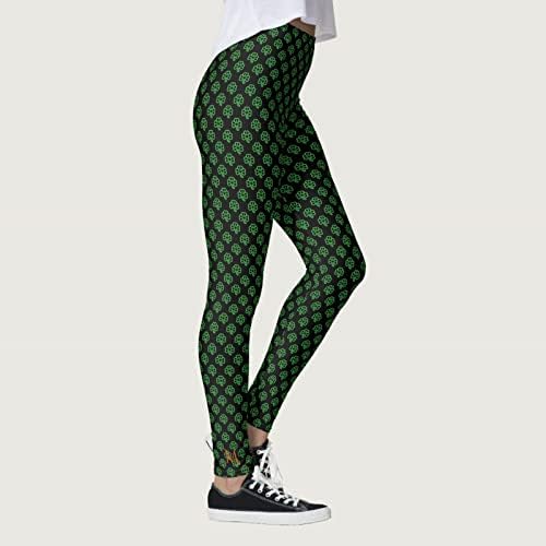 Dsенски Paddstripes на ДСОДАН, со среќа зелени панталони, панталони за вежбање, печатени хеланки за јога што работи пилатес салата