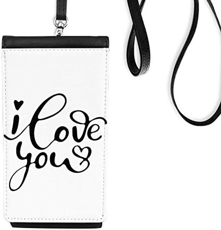 Те сакам срцев цитат стил телефонски паричник чанта смартфон виси кожена црна црна боја