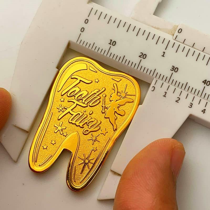 Подарок За Монети За Млечни Заби Ја Охрабрува Забната Самовила Позлатен Медалјон Златна Монета Во Форма На Специјален Облик На Заб Моларна Монета