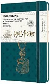 MoleSkine Limited Edition Хари Потер 18 месец 2021-2022 Неделен планер, тврд капак, џеб, плима зелена