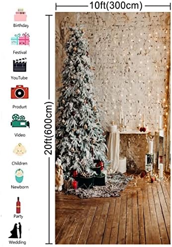 10x20ft новогодишна тема фотографија позадина селска wallид светлосна starвезда позадина Божиќно bellвонче Божиќно мировно овошје дрво подлога