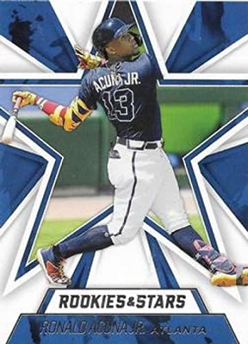 2021 Панини Хроники Дебитанти и starsвезди 17 Роналд Акуна rуниор Атланта Храбри официјална картичка за тргување со бејзбол во сурова состојба