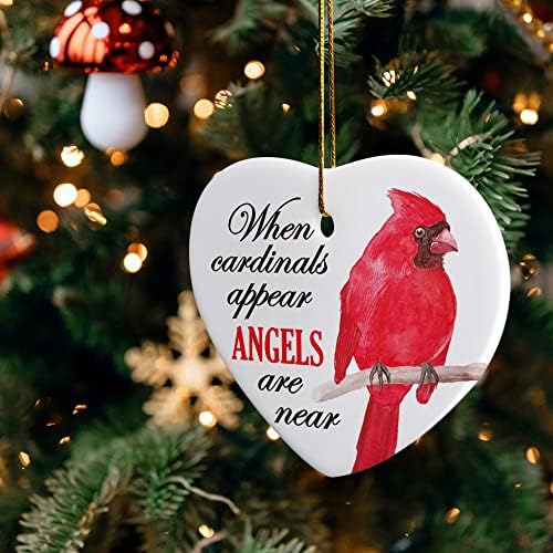 Божиќни кардинали Орнамент подароци за загуба на саканата личност, ангелите се близу, спомен -украси на елката симпатија за берења, за губење