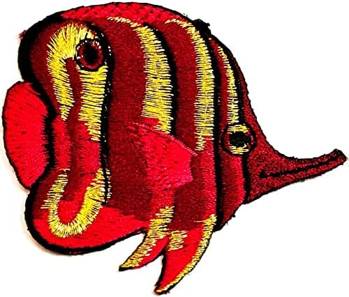 Кленплус 3 парчиња. Црвена Ангелска Риба Детски Цртани Закрпи Тропски Ангел Риба Железо На Апликација Мотив Лепенка Погодна За Деца ВОЗРАСНИ
