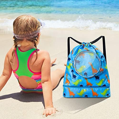 Детска торба за пливање суво и влажно раздвојување торба за плажа за пливање торба за складирање Транспарентен водоотпорен зрак уста ранец со голема