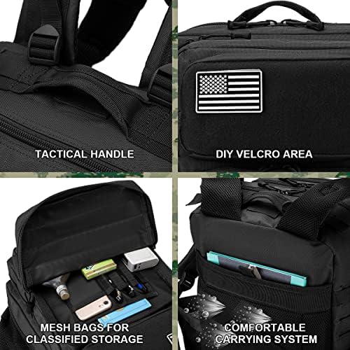 Тактички воен ранец на Коскоа за човек, 45L водоотпорен армиски пакет ранец за пешачење со рак на лаптоп 3 ден торба за грешки, вклучува две
