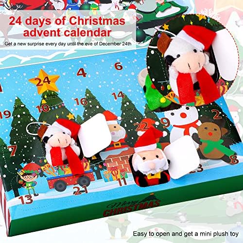 Календар за Доаѓање на елко 2022 со 24 Различни Мини Плишани Животни Божиќ 24 Дена Календар За Доаѓање На Одбројување Со Кадифен Привезок