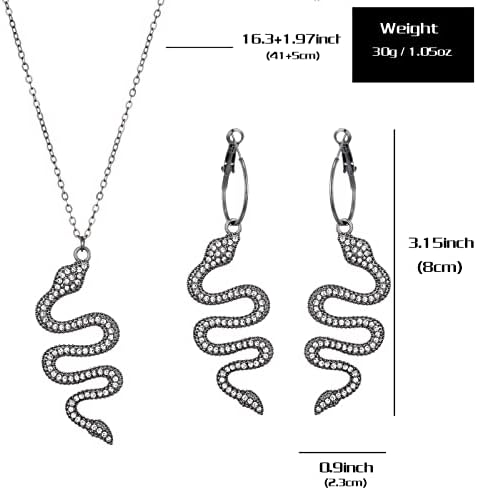 Балирек 3 парчиња Змија Ѓердан &засилувач; Обетки Кристал Висат Накит Во Собата