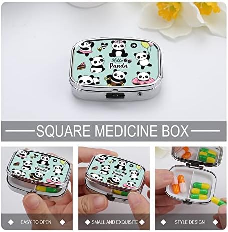Пилула кутија животински обрасци Панда плоштад во форма на таблета таблета, преносен таблета со витамин контејнер, организатор на апчиња