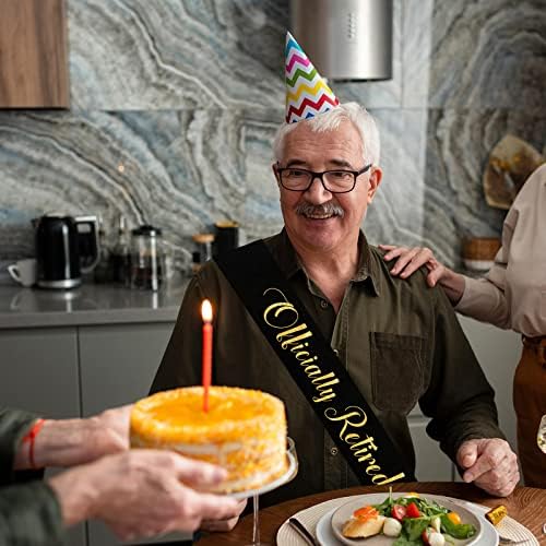 Официјално пензиониран Саш, Црна Саш со златен сјај - Среќен декор за забава за пензионирање - 2023 година за проштална тематска