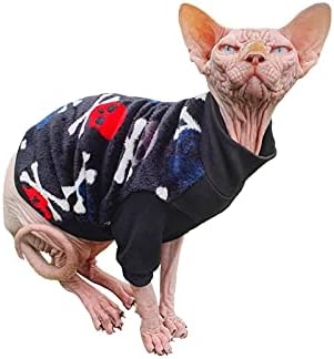 Котомода без влакна мачка со џемпер од памук, зимски черепи за мачка Сфинкс