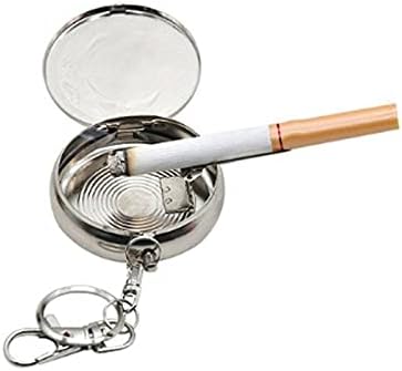 Mxiaoxia Преносен џеб од џеб/возило цигара од пепел од пепел од не'рѓосувачки челик со ланец на клучеви и сноф за цигари