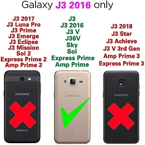 Asuwish Компатибилен Со Samsung Galaxy J3 /J 3 V/J36V/Sky/Prime Паричник Случај И Калено Стакло Заштитник На Екранот Флип