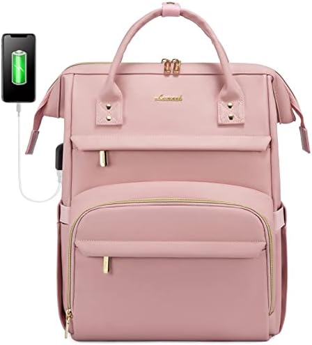 Lavevook кожа лаптоп ранец за жени 17 инчи, патнички ранец чанта од медицинска сестра наставник ранец компјутер лаптоп торба, професионални торби за деловни активности
