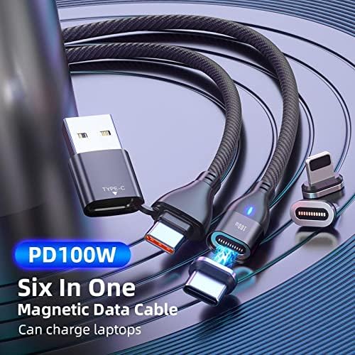 Кабел за боксерски бран компатибилен со vivo y21 - кабел MagnetoSnap PD Alcharch, Magnet PD 100W кабел за полнење USB тип -C микро