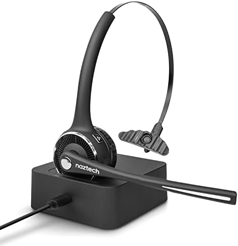 Безжични слушалки за Bluetooth со база за полнење, слушалки Naztech N980 со микрофон за откажување на бучава, повеќекратна