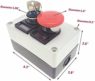 Копче за копче Ienyu, 660V 10A 2 Позиција Вклучено/Исклучено Моментно заклучување на копчето за заклучување на црвена печурка од 40мм