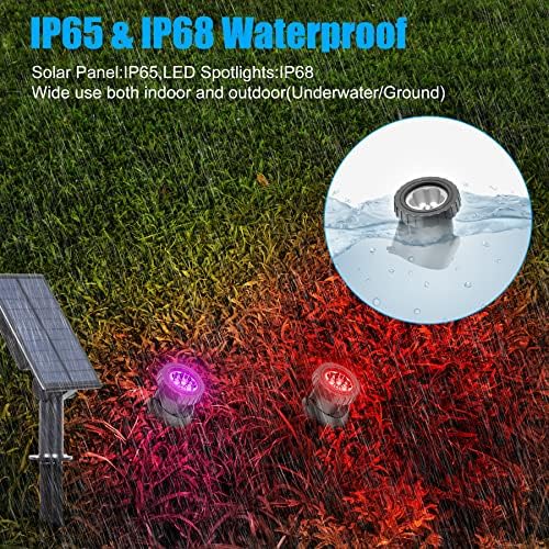 Crepow Solar Pond Lights, Super Bright RGB LED подводни рефлектори на рефлектори во боја Промена на потопливи езерцето светла IP68 водоотпорни