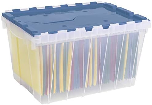 Akro-mils 12 галон кутија за датотеки со датотеки со пластична стабилна сад за складирање со шарки приложени капаци и шини за папки за висечки