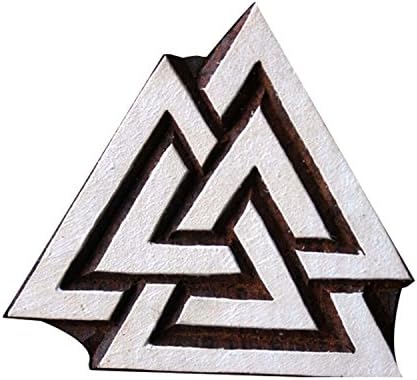Триаголник дрвен печат за печатење блок за печатење ткаенина ткаенина тетоважа глина занаетчиски блокови