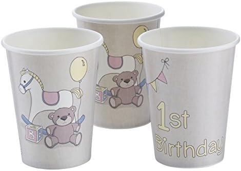 Ingerумбир Реј Среќен 1 -ви роденденски чаши за хартија, 8 пакувања