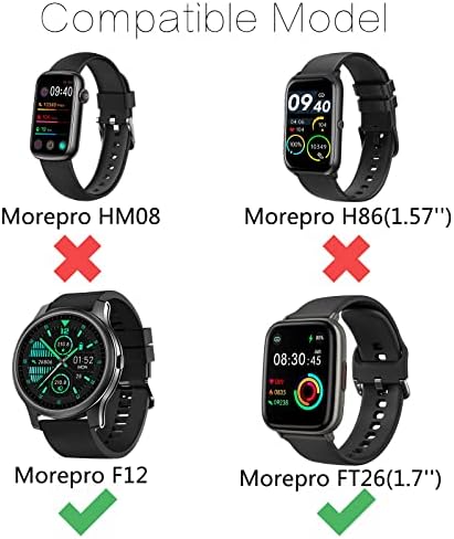 Ремен за зглоб Компатибилен За Morepro FT26/F12 Smart Watch Band, Прилагодливи Меки Силиконски Заменски Ремени Нараквица За MorePro