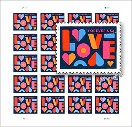 Љубов 2021 Засекогаш Поштенски Марки 10 Листови од 20 Американски Поштенски Првокласни Вљубени Свадба Прослава Годишнина Романса Партија