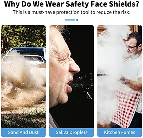 Безбедносни штитови за лице Toloo 2 парчиња, чист чувар со очила, анти-магла транспарентна целосна маска заштитете ја устата на носот на