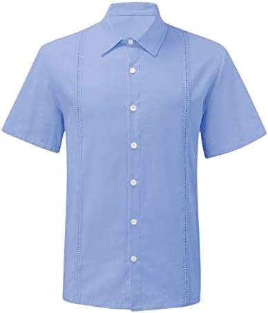 Машки кошули со кратки ракави од памук летни летни копче надолу со кошула обична тропска празничка плажа маица