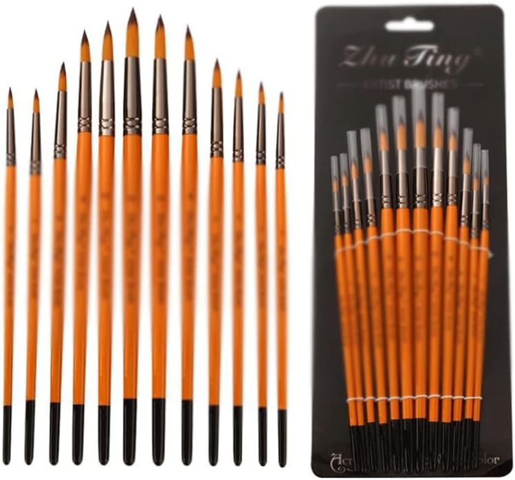 CXDTBH 12pcs/Поставете уметност пенкало, најлонски четки за боја на дрво за акварелно масло за сликање уметнички материјали за