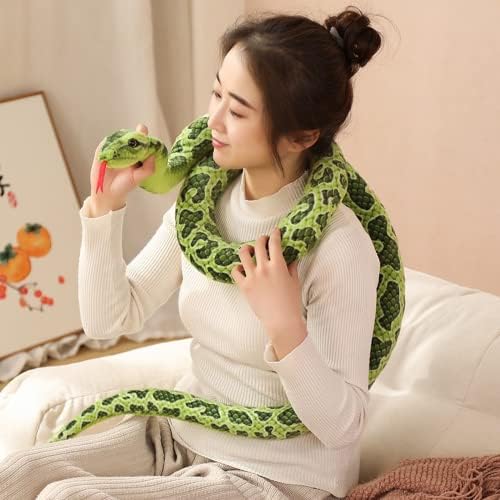 Yuzhinuo симулирана питон змија кадифен играчки гигант питон питон долго полнета змија плишана перница деца момчиња подарок за дома