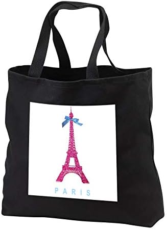 3DROSE INSPISIONZSTORE Француска тема - Hotешка розова Ајфелова кула од Париз со Girly Blue Ribbon Bow - бел стилски париски сувенир