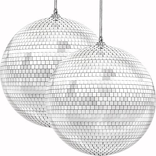 Компанијата Dreidel Mirror Disco Ball 108-Mega Pack сорта, сребрена висечка топка со приложена низа за прстен, рефлектира лесни, забавни украси