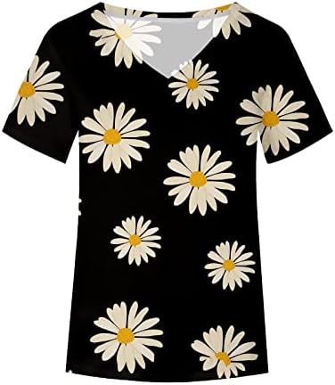 uikmnh женски маички летни сончоглед кратки ракави врвот опуштена кошула