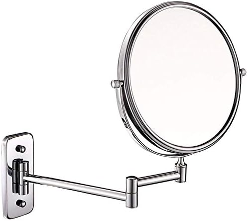 Огледало за шминка монтирано со wallид од Ринил, 8-инчен двострано вртење на wallидот на wallидот со зголемување, флексибилно