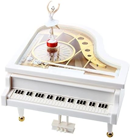 ZXB-Shop Music Box Carillon Music Box Music Box Grand Piano White Balerina Нова музичка кутија од дрво